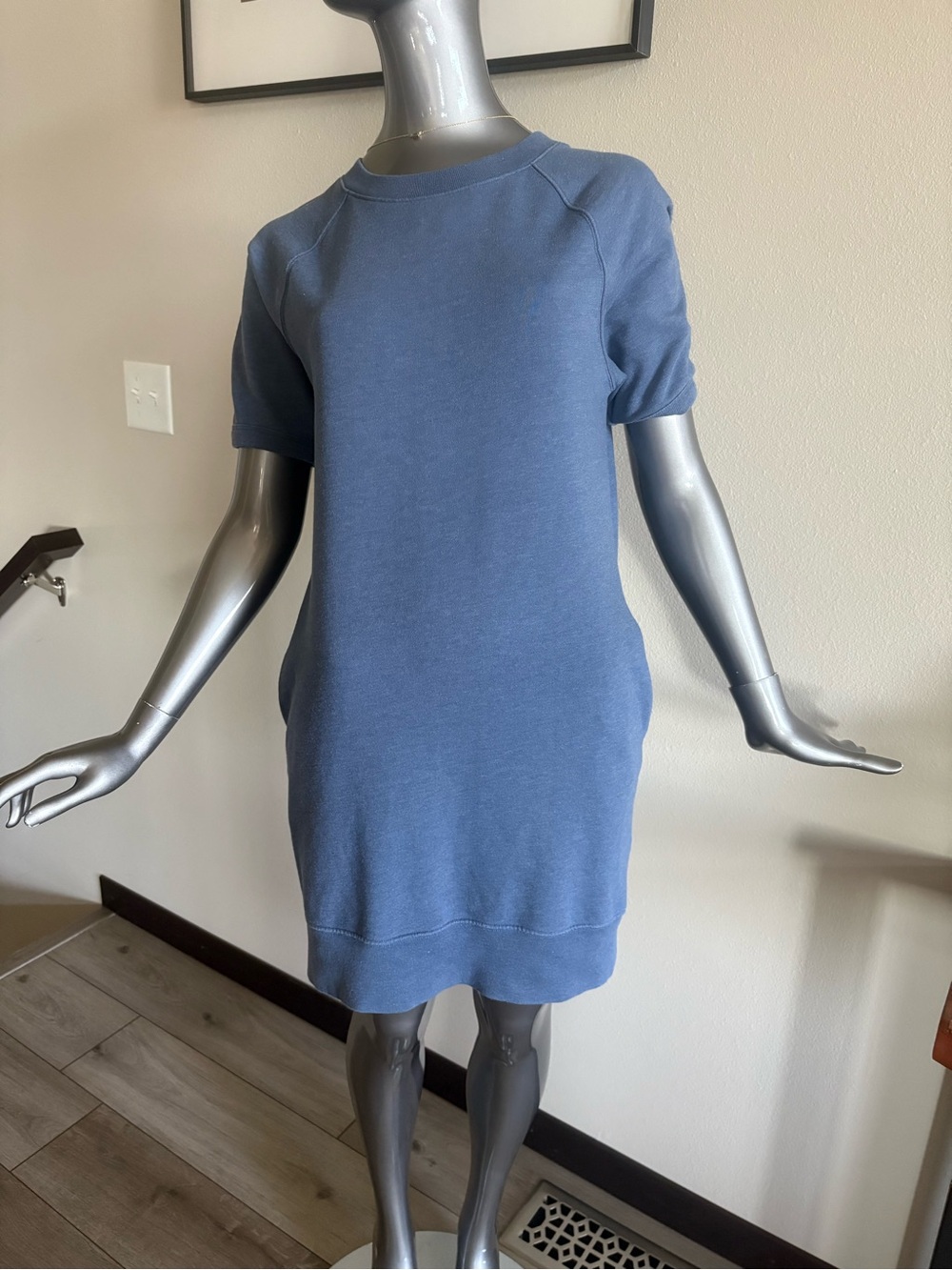 GAP Short Sleeve Pullover Dress in Dusty Blue